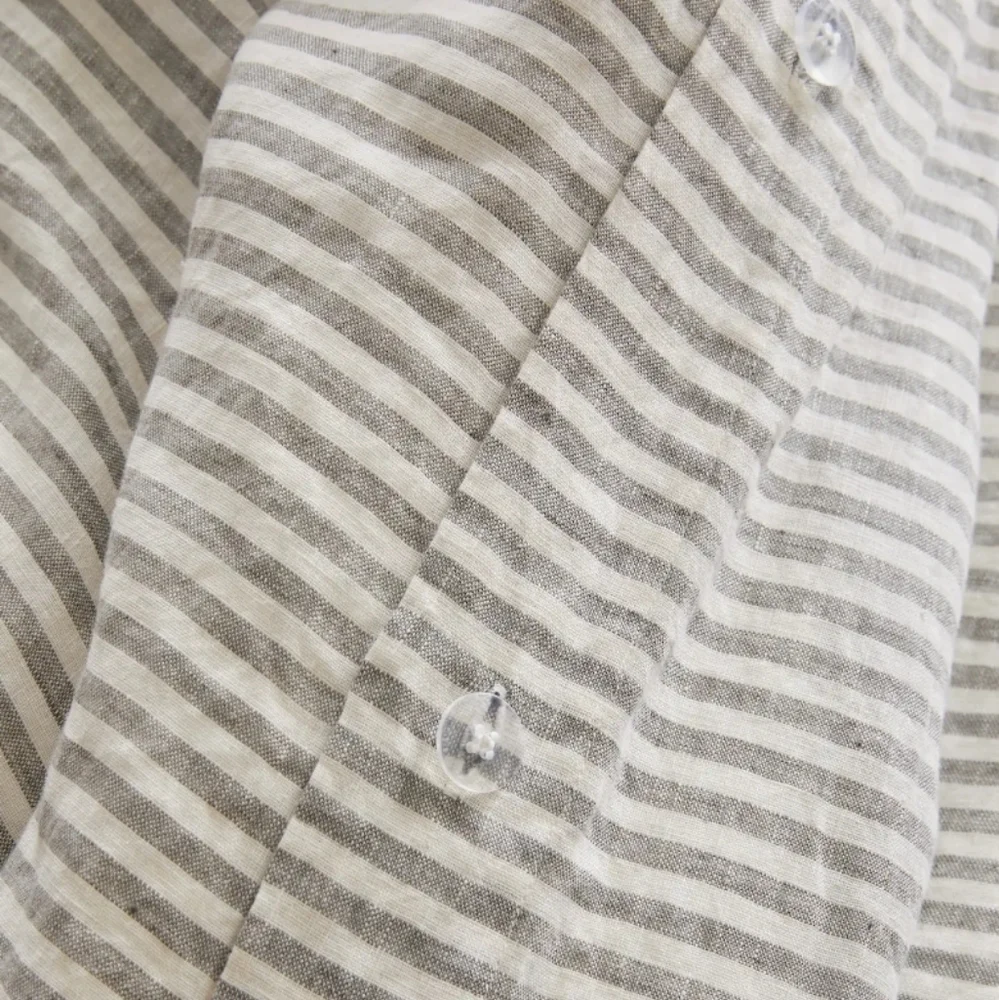 Quince European Linen Duvet Cover Set - grey & white stripe